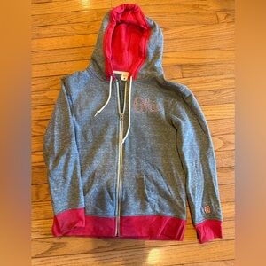 HOMAGE Gray and Red Ohio Zip-Up Hoodie